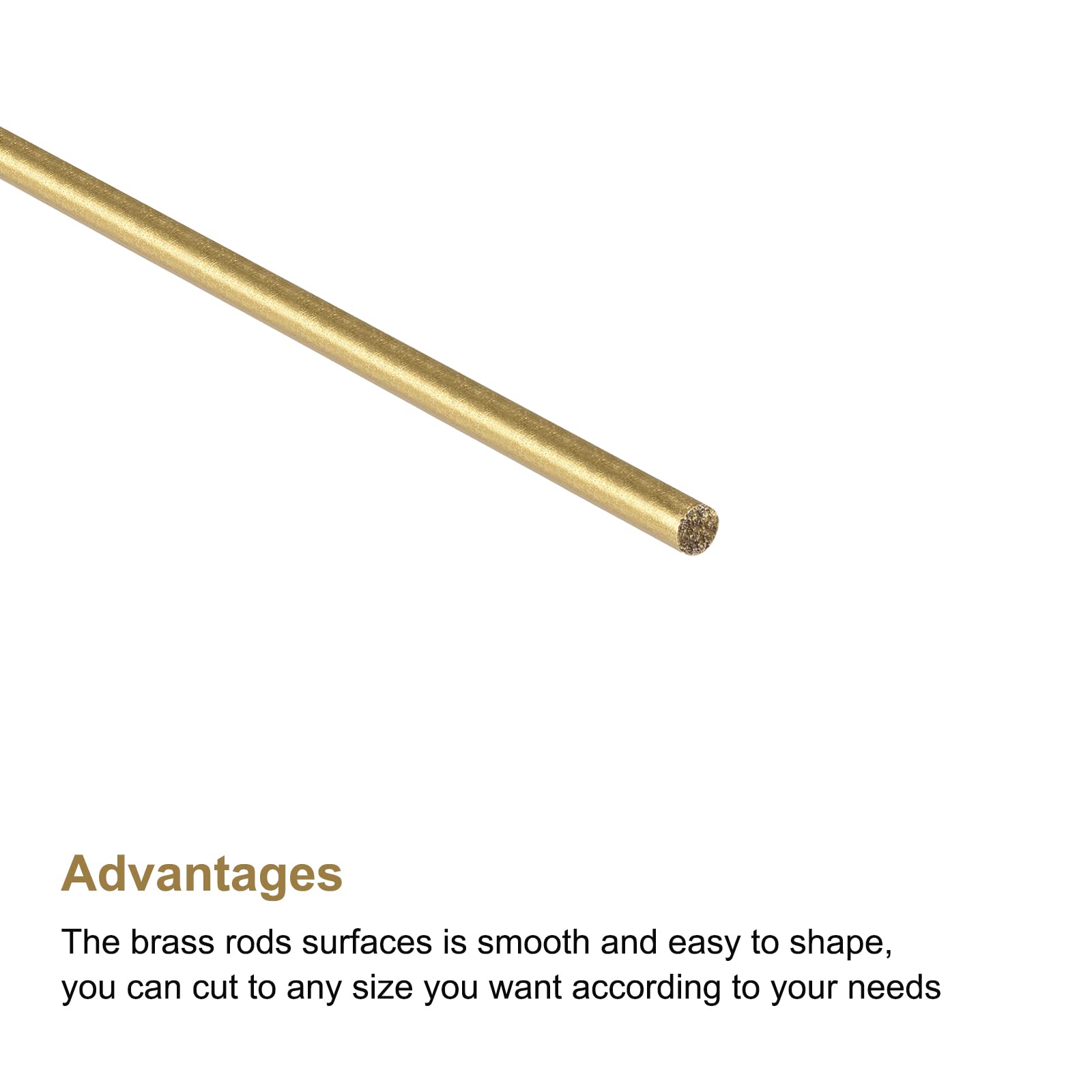 sourcing map Brass Rod,Brass Solid Round Rod 1.2mm Diameter 300mm Length Lathe Bar Stock for RC Model DIY Craft Pack of 10