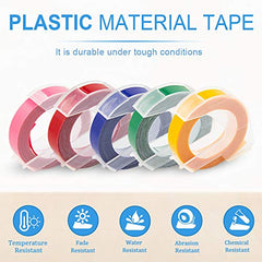 UniPlus Compatible Dymo Label Tape for Dymo Omega Embosser 9mm Omega S0717930 Junior S0717900 Tape for Motex E-101 E-303 E-202 Label Maker, Yellow/Pink/Silver/Champagne Gold/Sea Blue, 5-Rolls