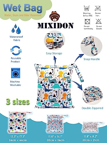 MIXIDON Wet Bag, Waterproof Wet Dry Bag for Swimsuits, Cloth Nappy Wet Bag, Outdoor Organiser Bag for Baby Items, Wet Dry Clothes Bag, Pattern 6