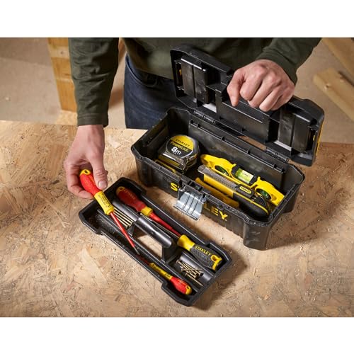 Stanley STST1-75515 Low Essential Tool Box, Black/Yellow, 12.5-Inch