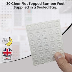 Happy Bananas Clear Self Adhesive Flat Topped Bumper Pads Stops Rubber Feet for Chopping Boards, Electronics, Glass, Crafts - 12.7mm x 3.5mm (30)