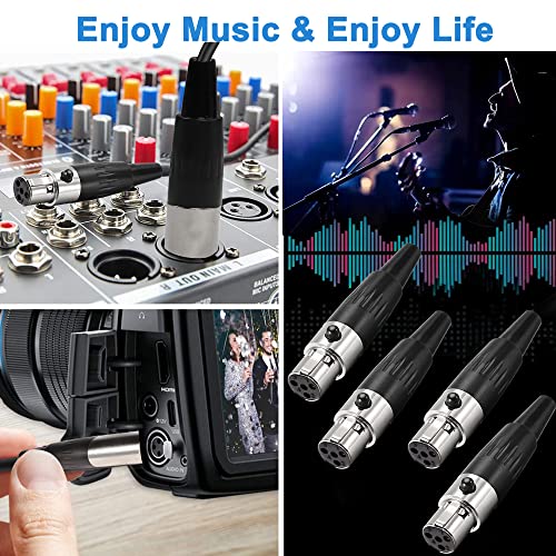 XMSJSIY 4Pin Mini XLR Connector TA4F Adapter Female Plug Mic Microphone Audio Connector,Mini XLR Cable Ends Replacement F-Plug Audio Socket-4PCS