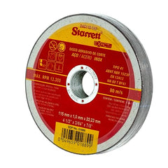 Starrett Angle Grinder Cutting & Slitting Discs - Pack of 12 - For Stainless Steel, Metals & Plastics - 115 x 1mm with 22.23mm Bore - 4.5 inches Cut-Off Wheel