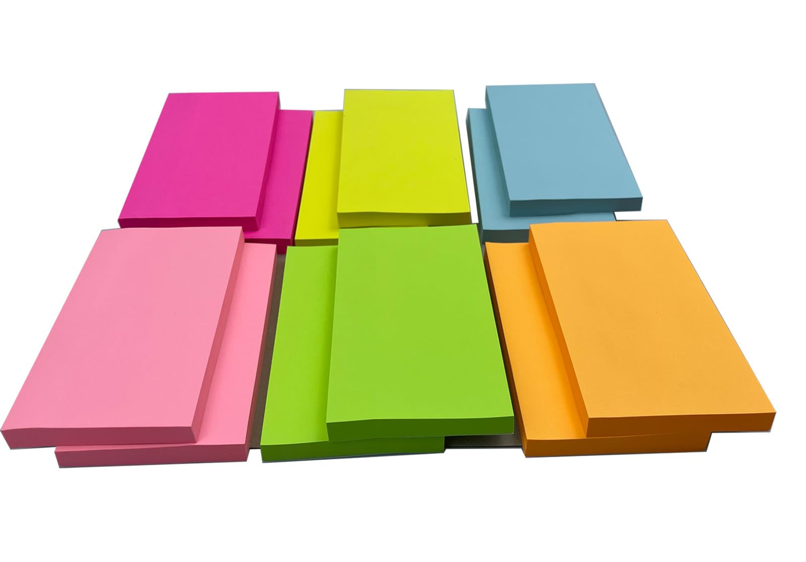 12 Pads-3 in x 5 in Large Sticky Notes, 76 x 127 mm 6 Brilliant Colors Assorted Self-Stick Post Pads,80 Sheets Per Pad for Reminder, Check List or to do List（Brilliant 12 Pads)