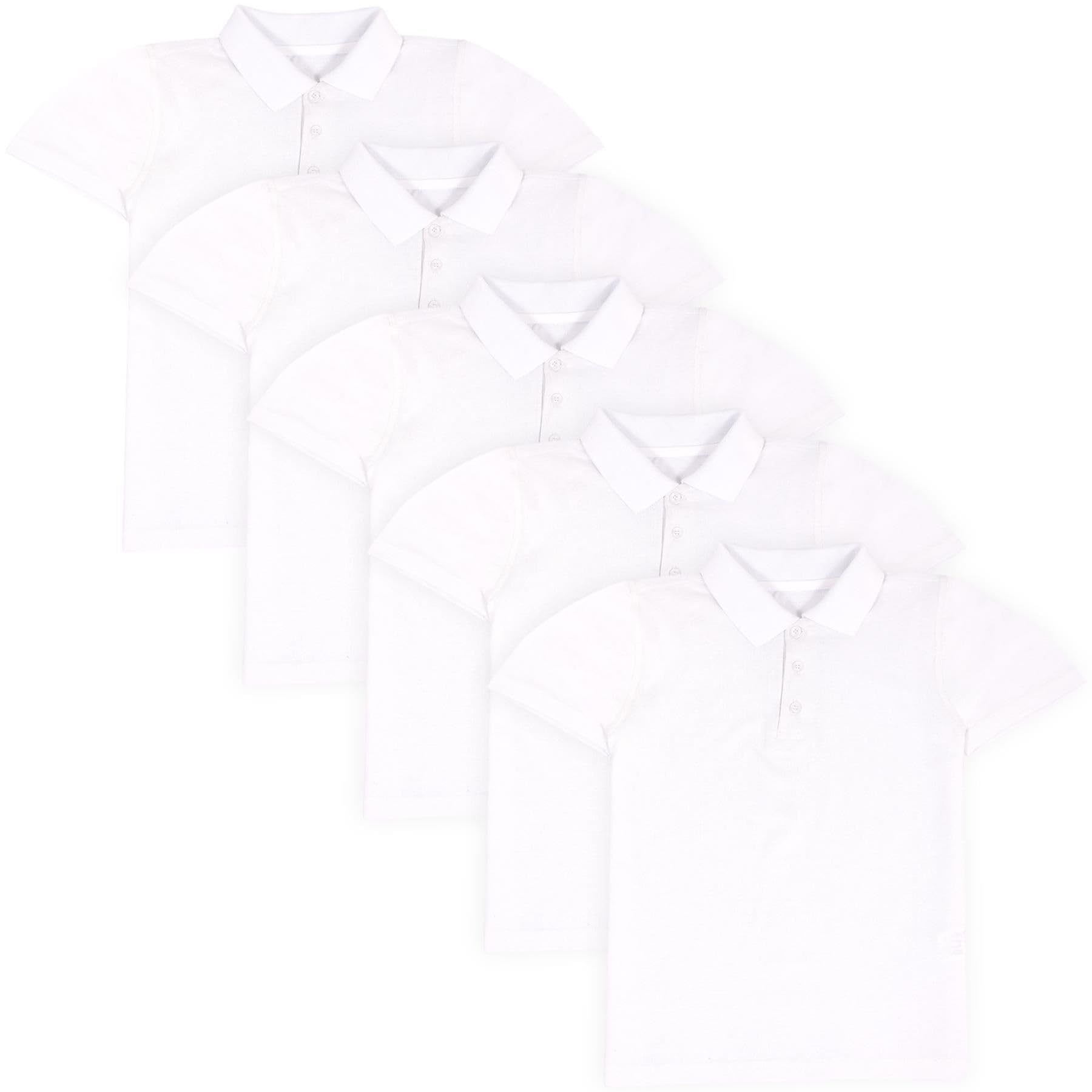 A2Z 4 Kids Girls Boys Polo T Shirts Plain Summer Tank Top & Tees Fashion - PL Polo T Shirt White 5 Pack 7-8