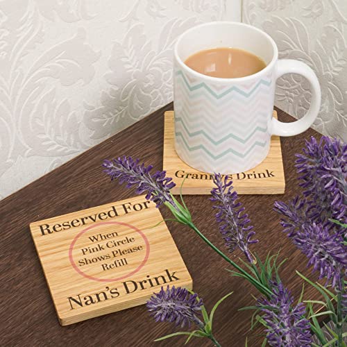 Reserved For Nans Drink Solid Oak Drink Coaster from Grandchildren. Birthday item. Wood Mat for Drinks. Token for Nan to be.