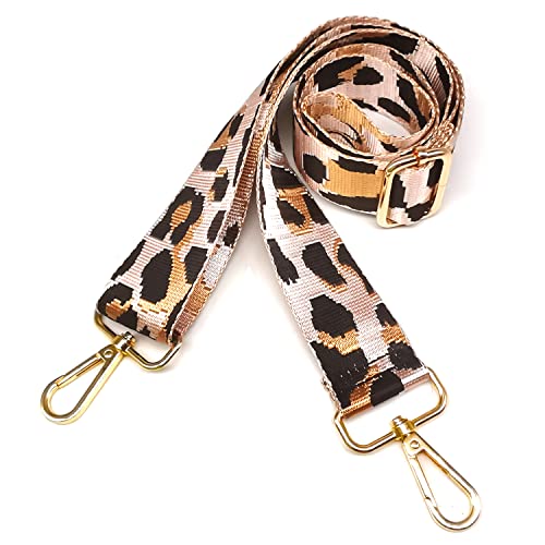 Hibate Universal Replacement Shoulder Strap for Women's Handbags - Wide 3.8cm Crossbody Bag Straps - (A Little Pink) Leopard_B