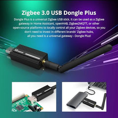 SONOFF Universal Zigbee 3.0 USB Dongle Plus ZBDongle E Gateway with Antenna for Home Assistant, Open HAB etc, Support Data Flow Control