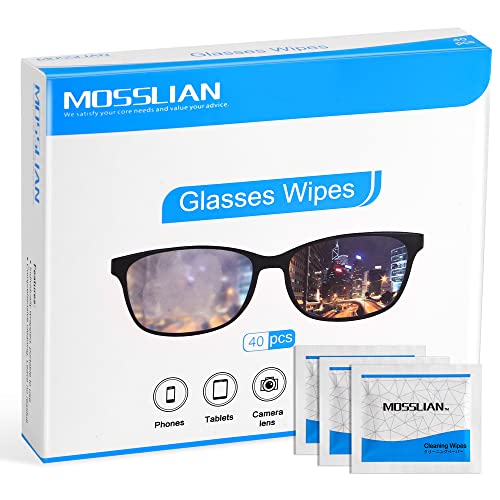 Screen Wipes MOSSLIAN 40 Pack Glasses Wipes Computer Screen Cleaner Wipes for Phone, Lens, Tablet, Laptop