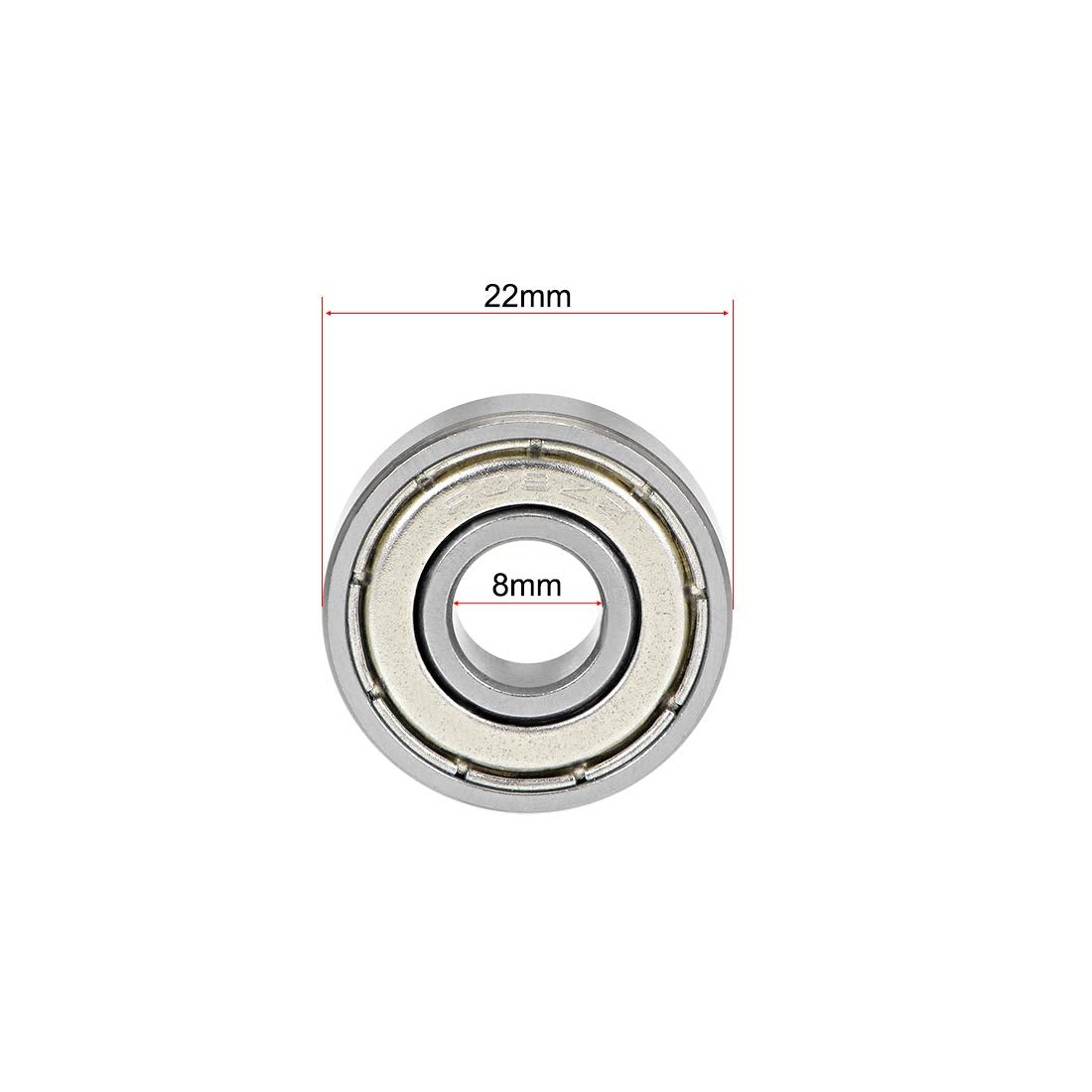 sourcing map 608ZZ Deep Groove Ball Bearings 8mm x 22mm x 7mm Double Shielded Chrome Steel Z2 2pcs