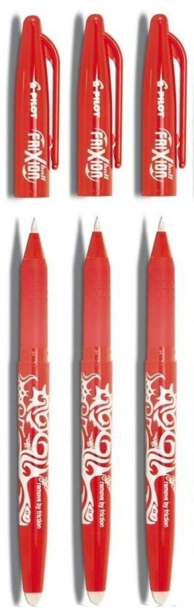 Pilot Red Frixion Rollerball Erasable Pens Pen 0.7mm Nib Tip 0.35mm Line BL-FR7 (Pack Of 3)