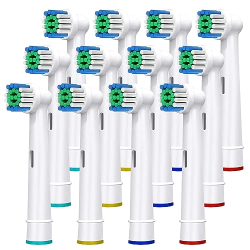 Banavos Replacement Toothbrush Heads Classic Round Brush Heads Replacement Refills Compatible with Braun Oral B Electric Rechargeable Toothbrushes, 12 Pack with 4 Hygienic Caps