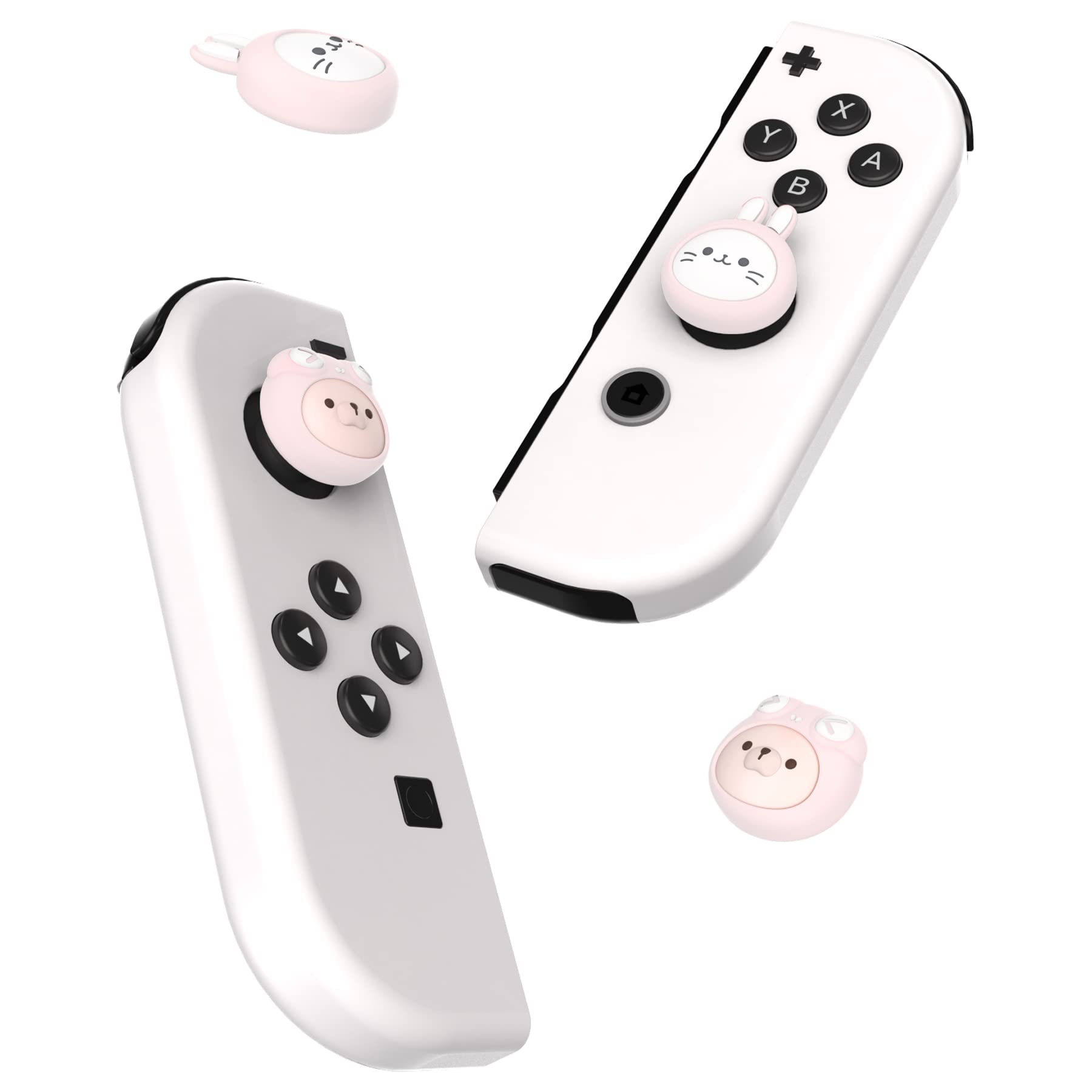 PlayVital Thumb Grips Caps for Nintendo Switch, Thumb Grips Covers for Switch Lite, Joystick Caps for Switch OLED, Thumbstick Grips Analog Cover for Switch & Switch OLED - Cosplaying Kitten & Puppy