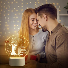 Gifts for Wife, Wife Birthday Gifts, Anniversary Wedding Gifts for Her, Presents for Wife on Valentines Day Christmas Mother's Day Gifts for Her Wife from Husband, Romantic Engraved Night Light