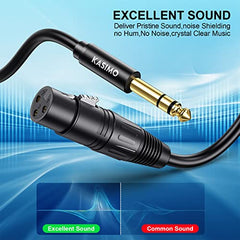 KASIMO 2M XLR Female to 6.35mm (1/4 inch) TRS Stereo Jack Lead Balanced Signal Interconnect Cable, XLR Female to Quarter inch Patch Cable for Microphones, Mixer, Audio Sound Consoles, Power Amplifier