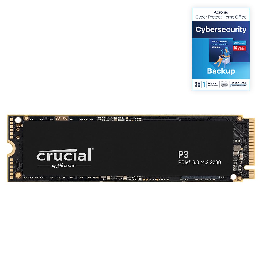 Crucial P3 1TB M.2 PCIe Gen3 NVMe Internal SSD - Up to 3500MB/s - CT1000P3SSD801 (Acronis Edition)