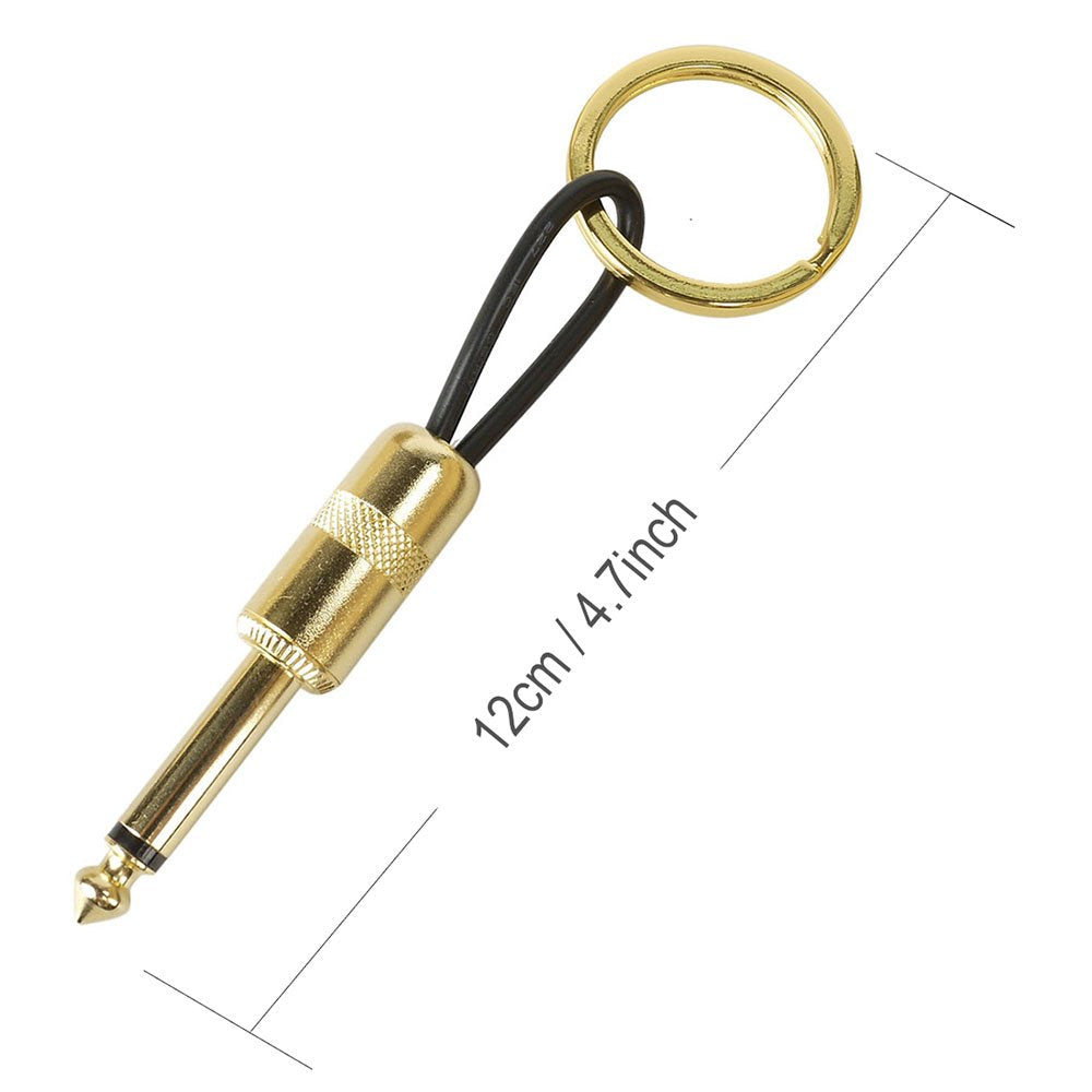 Mr.Power Guitar Audio Cable Plug Keychain Key Ring Metal Idea Musical Gift 2 Pcs (2 Gold)