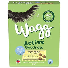 Wagg Active Goodness Complete Dry Adult Dog Food Chicken & Veg 1kg (Pack of 5) - For All Active Working Dog Breeds