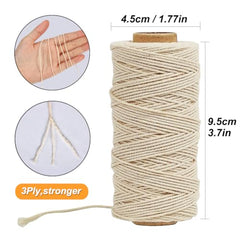 Tenn Well Butchers String, 3Ply 100m Strong Cotton Kitchen Twine Food Safe Oven Cooking String for Meat Trussing Tying, Chicken Roasting and Sausage Making (Beige)