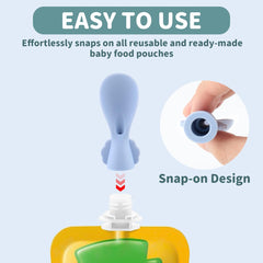 MUQZI Baby Food Pouch Silicone Spoon - Squeeze Spoons Feeding Set, Reusable Baby Weaning Spoon, Self-Feeding Spoon for Babies, 4 Colors