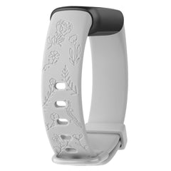 Tobfit Flower Pattern Strap compatible with Fitbit Luxe Straps for Women Men, Fashionable Soft Silicone Engraved Replacement Watchband (Grey,Small for 140mm - 200mm wrists for 140mm - 200mm wrists)