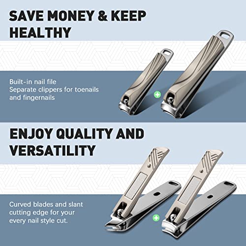 BEZOX Nail Clippers 3 Pcs - Heavy Duty Stainless Steel Straight Toenail Clippers for Thick Fingernail Toenail, Curved Blade Nail Cutters For shape Nail，Slant nail nipper for Trim Nail，Remove Cuticle