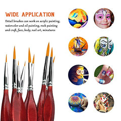 Detail Paint Brush Set, Rock Ninja 9pcs Thin Brushes for Fine Detailing & Art Painting - Acrylic,Watercolor, Oil Miniatures, Scale Models, Airplane Kits, Nail, Line Drawing, Warhammer 40k