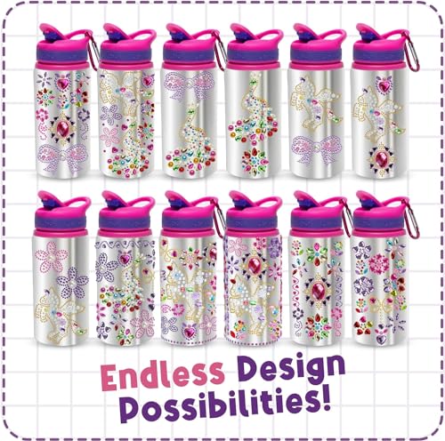 PURPLE LADYBUG Decorate Your Own Water Bottle Craft Kits for Kids - Girls Birthday Presents for Age 6and & Gifts for 10 Year Olds Girls - Arts and Crafts for Kids Age 6-12 & Great 8 Year Old Girl Gifts