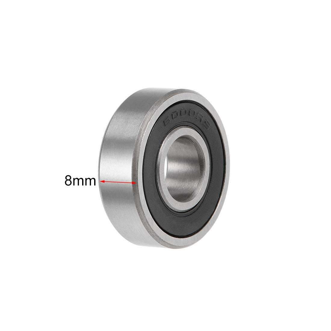 sourcing map 6000-2RS Deep Groove Ball Bearings Z2 10mm x 26mm x 8mm Double Sealed Carbon Steel 2pcs