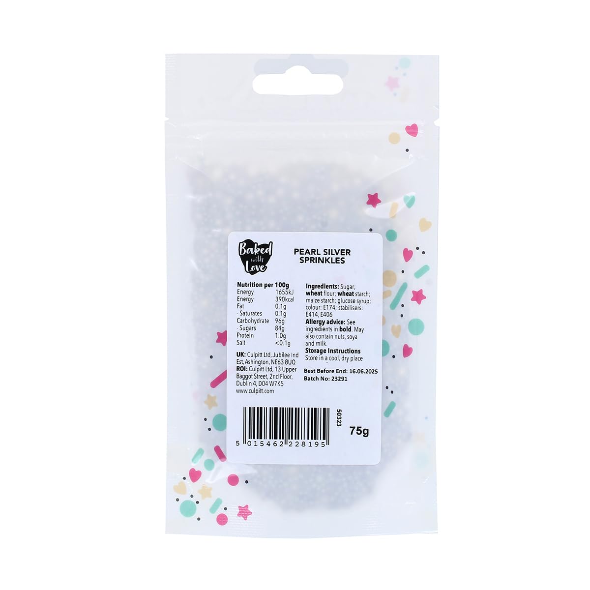 Silver Pearl Sprinkles By Baked With Love   75g   Silver Sugar Cake Sprinkles, Edible Cake Decorations, Sugar Balls For Cupcakes