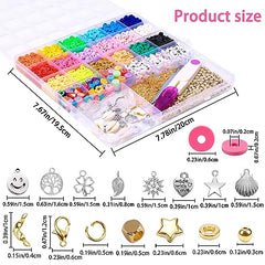 DIYDEC 2460 Pcs Clay Beads Kit, 18 Colors Flat Round Clay Beads Bracelet Making Kit, Heishi Clay Spacer Beads with Heart Letter Polymer Clay Beads for Jewelry Making Necklace Earring DIY Craft