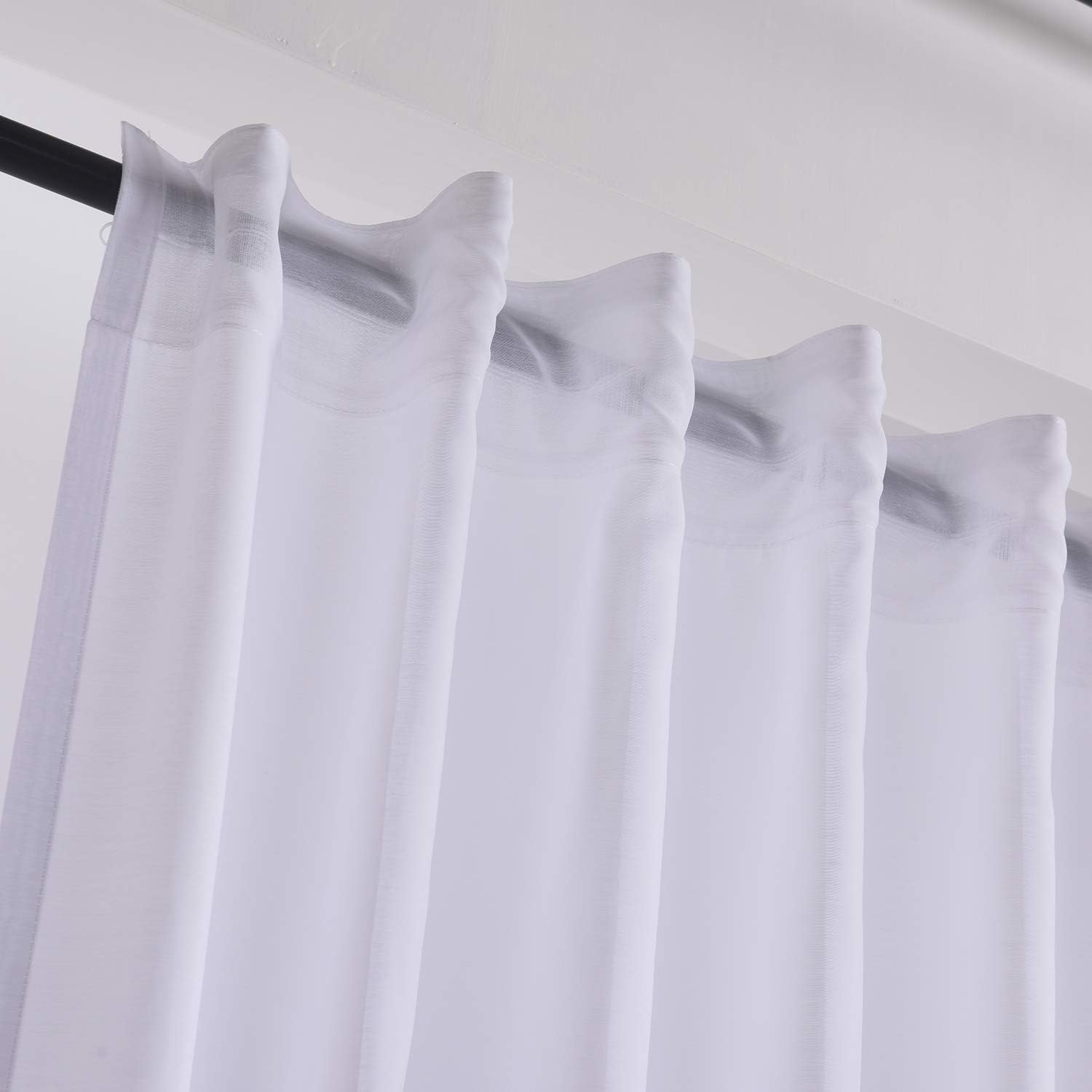 Megachest PURE voile Extra WIDE Sheer Plain Voile Curtain Window Panel 7 Drops EXTRA LONG 1 PANEL (cotton voile-snow white, 295X160CM DROP ONE PANEL)