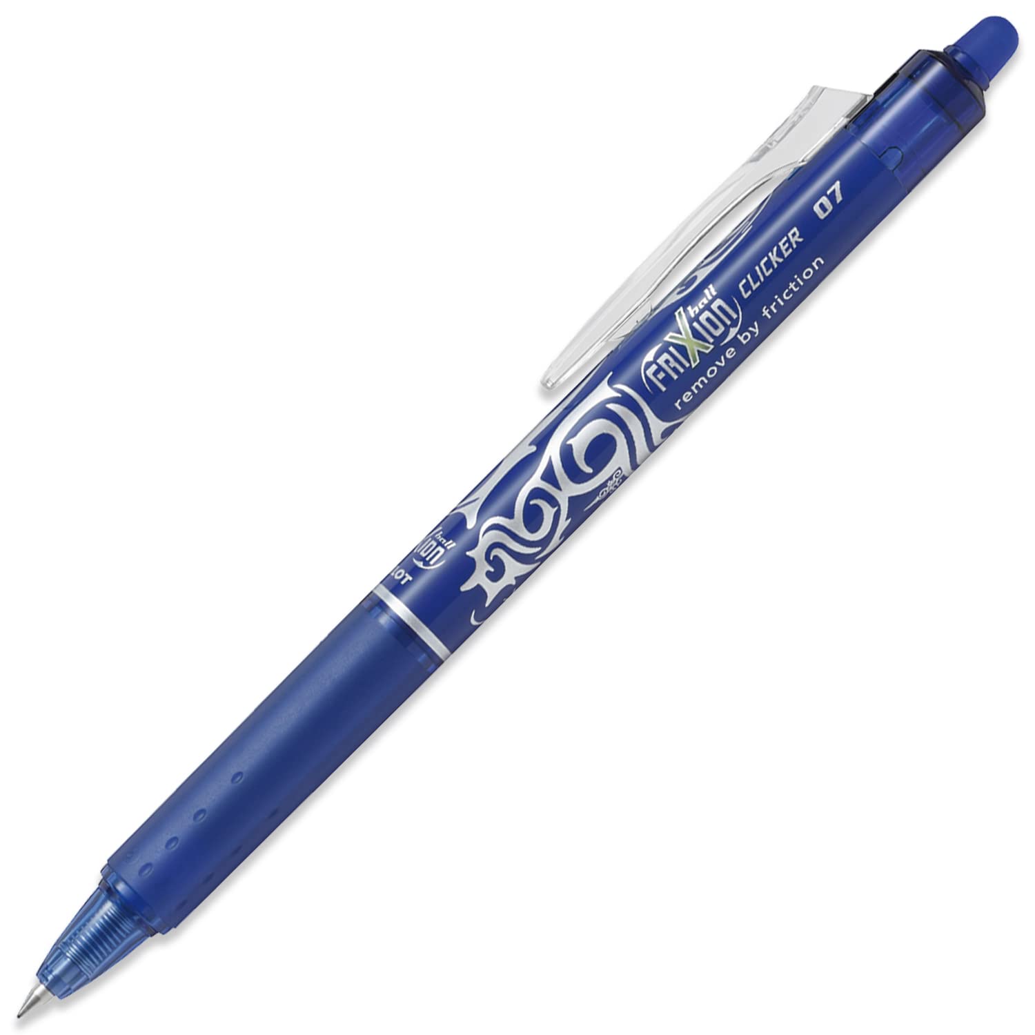 Pilot Frixion Clicker - Retractable Erasable Gel Ink Pens - Blue Ink - Medium 0.7mm Nib - Blister Pack of 2 and 6 Bonus Refills