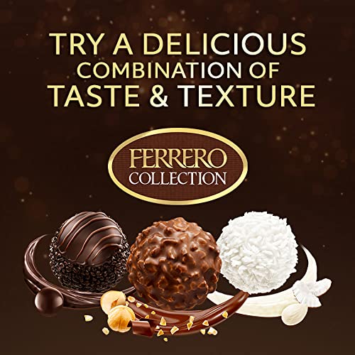 Ferrero Collection Pralines, Chocolate Gift Hamper, Treat Box, Mothers Day Gifts, Assorted Rocher, Coconut Raffaello and Dark Chocolate Rondnoir, Box of 15 (172g)