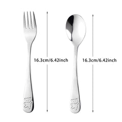 6 Pieces Kids Cutlery, Stainless Steel Kids Spoons and Forks Set Metal Toddler Cutlery Baby Utensils Include 3 Pieces Safe Children Forks and 3 Pieces Children Tablespoons