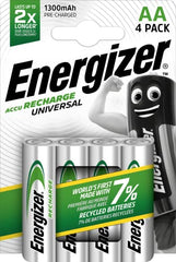 Energizer Rechargeable AA Batteries, Universal Double AA, Pack of 4