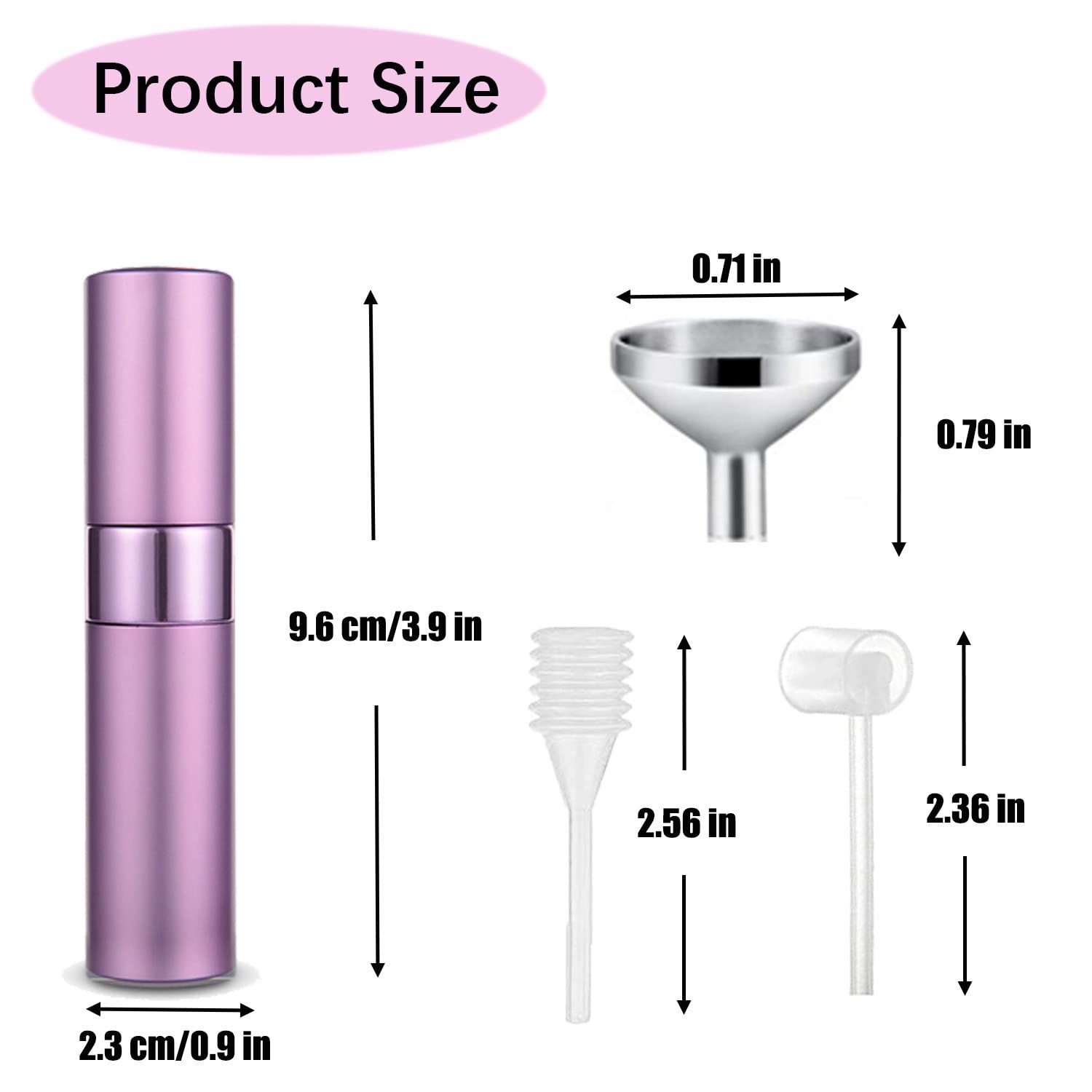 SONGQEE 8ml Travel Perfume Atomiser Refillable, Mini Refillable Perfume Bottle Aftershave Spray Bottle, Upgraded Perfume Atomizer Perfume Pod and Refill Pump for Outdoor Traveling (Purple)