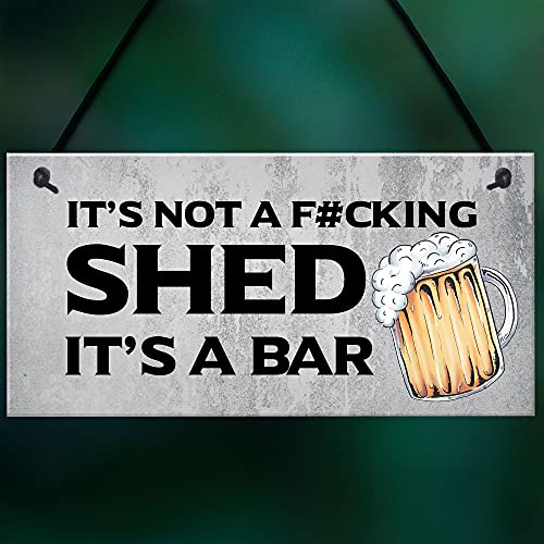 RED OCEAN Rude Shed Sign Funny Home Bar Sign Garden Shed Garage Man Cave Sign Beer Gift