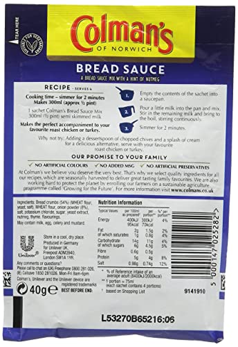 Colman's Bread Sauce Mix, 40g (Pack of 2)