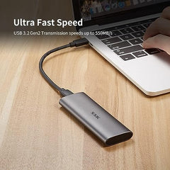 SSK 128GB Portable External SSD, up to 550MB/s Ultra Speed USB3.2 Gen2 External Solid State Drive USB-C Mini External SSD for Laptop, Type-C devices