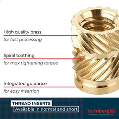 Turmberg3D Threaded Insert M3 (Pack of 100) / M3 x 5.7 Brass Threaded Sockets / Melting Nut for Plastic Parts for 3D Printer Parts (M3 x 5.7)