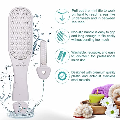 3-in-1 Professional Pedicure Foot File for Hard Skin - Anti Rust Stainless Steel Callus Remover for Cracked Heels - Easy to Use & Anti Skid Design - Foot Care Tool for Dry and Dead Skin - BNS