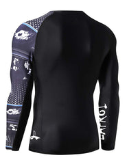 LAFROI Men's Long Sleeve UPF 50and Baselayer Skins Performance Fit Compression Rash Guard-CLYYB Asym Gaze Size LG