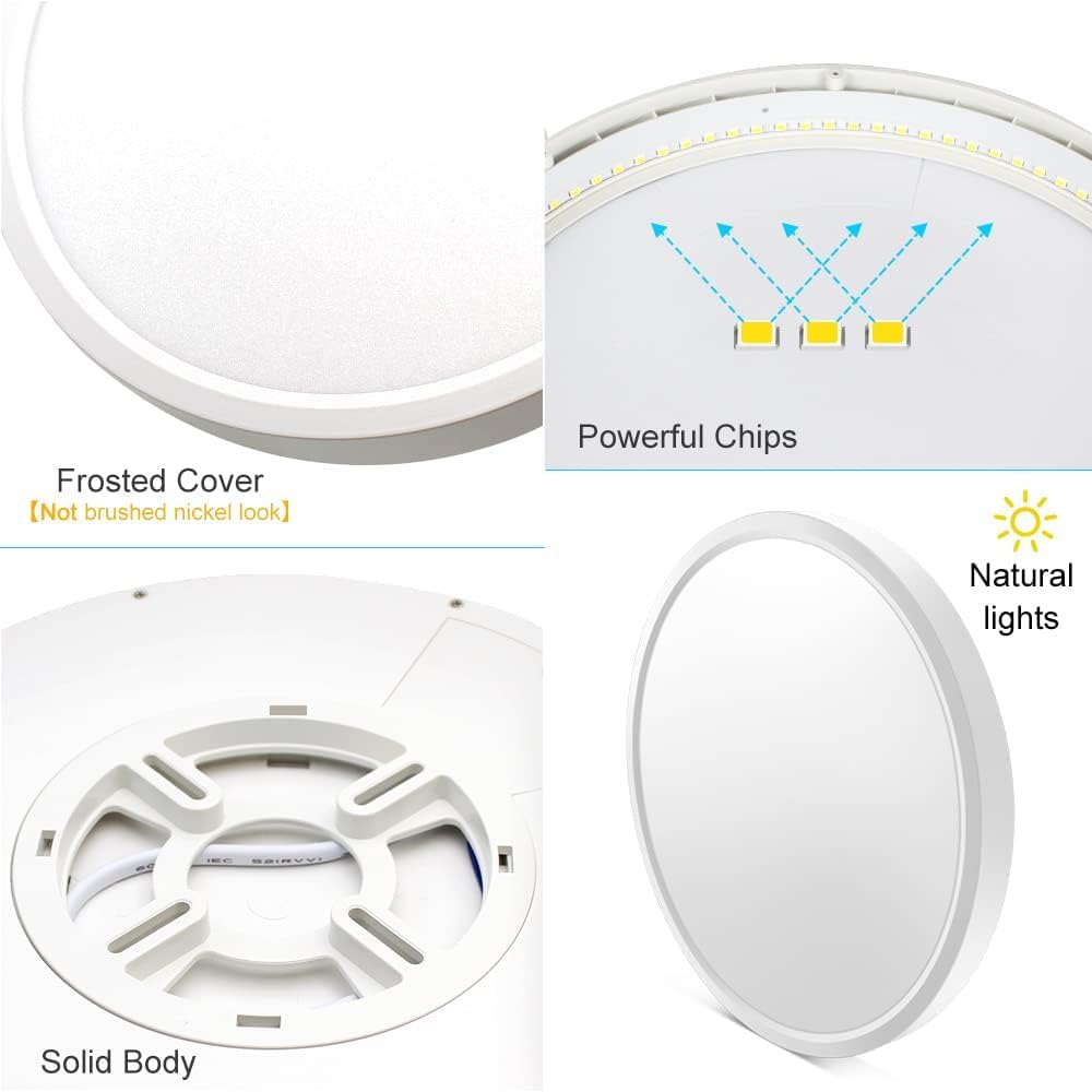 LightingWill 8.9 Inch LED Flush Mount Ceiling Light Fixture, 2800K Warm White, 1800LM, 18W, Flat Modern Round Lighting Fixture, 180W Equivalent White Ceiling Lamp for Kitchens, Bedrooms.etc.