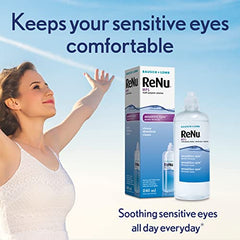 ReNu Multi-Purpose Contact Lens Solution 240 ml - For Soft Contact Lenses for Comfortable Wear, Gentle on Sensitive Eyes, Clean, Disinfect, Rinse, Lubricate and Store your Lenses, Lens Case Included