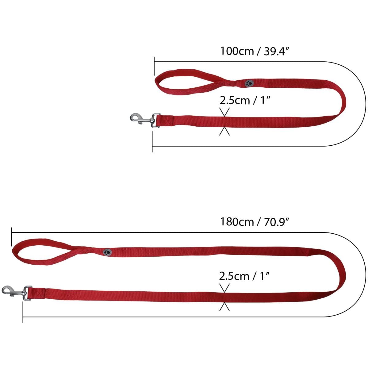 iGadgitz Home U7159 Padded Dog Lead, Padded Handle Dog Lead, Padded Dog Leash -Red -100cm (1m) 3ft 4 inches