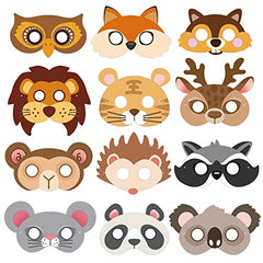 Landifor 24pcs Animal Masks for Kids DIY Colour-In Masks DIY Graffiti Blank Painting Masks with Owl Hedgehog Squirrel Pattern for Jungle Safari Forest Theme Birthday Party