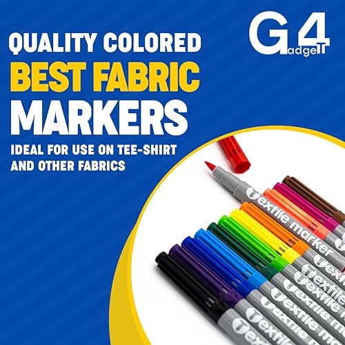 G4GADGET Pack of 8 Quality Colored Fabric Markers T Shirt Pens Fabric Pens Marker Pen Textile Markers 4.8mm bullet tips