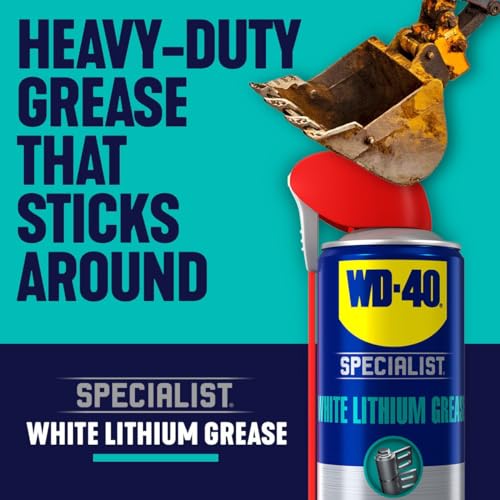 WD-40 Specialist White Lithium Grease Spray 400ml - All-Weather Protection for Heavy-Duty Metal-to-Metal Applications with Smart Straw Applicator