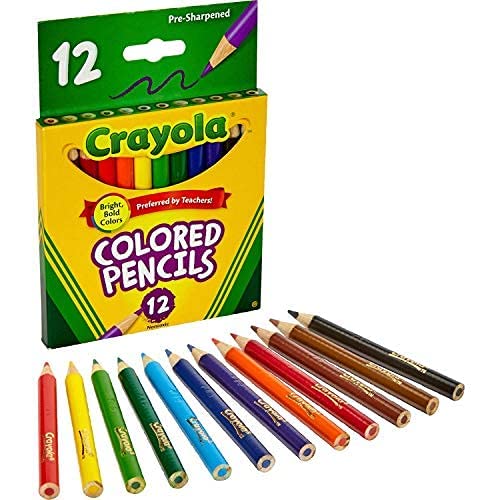 CRAYOLA Half-Length Colouring Pencils - Assorted Colours (Pack of 12)   Tougher Pencils that Won't Easily Break Under Pressure   Ideal for Kids Aged 3and